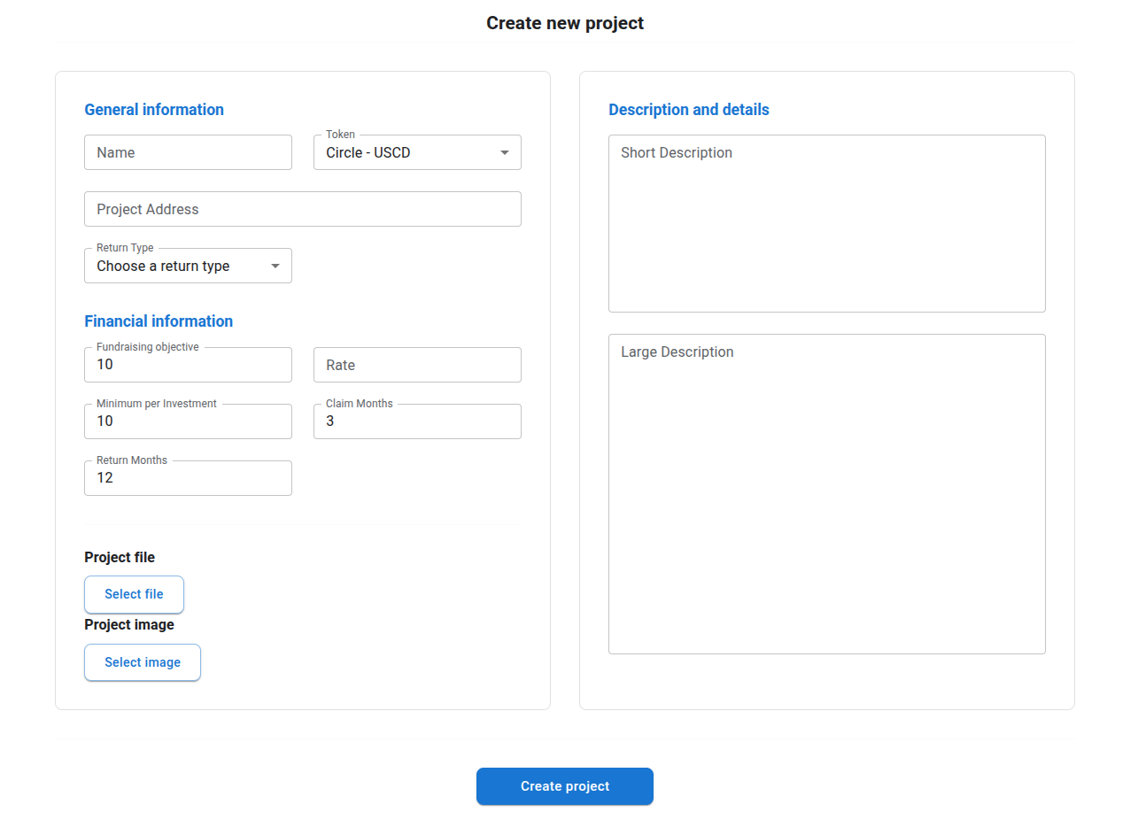 Company create project form