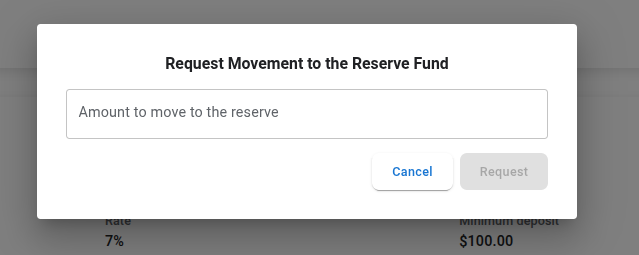 Move funds to the reserve modal
