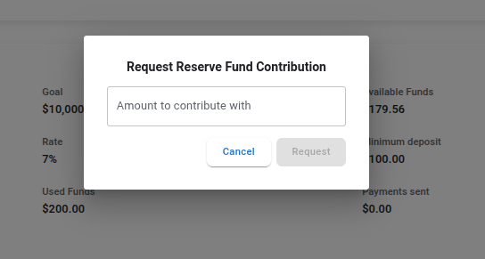 Contribution to the reserve fund dialog